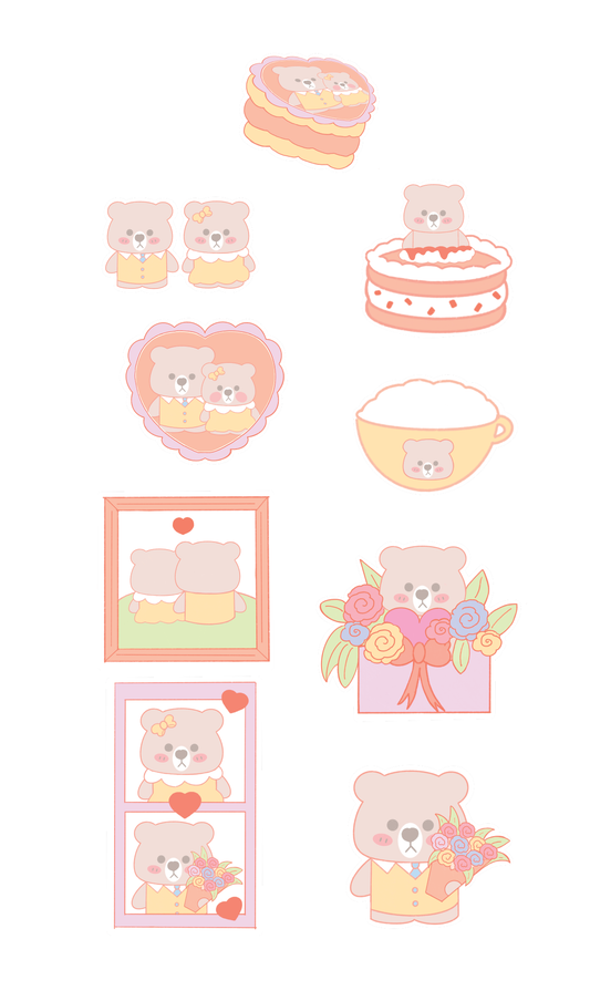 Bears In Love Stickers | PLANNER | BUJO | DIARY